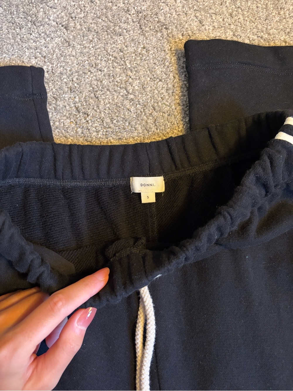DONNI. Black Eco-Terry Jogger with White Side Stripes - Picture 3 of 5